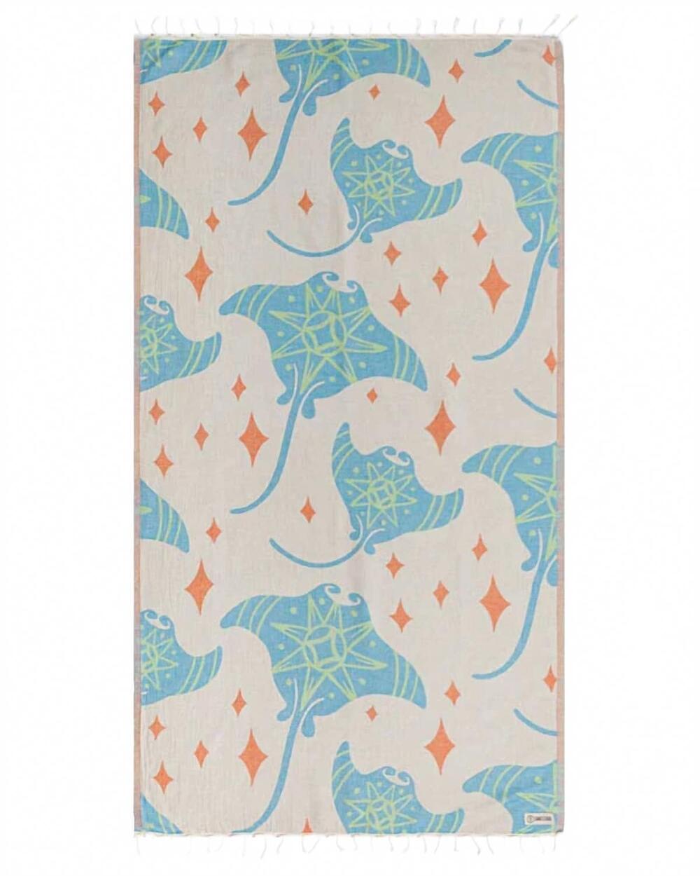 NEW SAND CLOUD sea devils devil ray turkish beach towel in natural